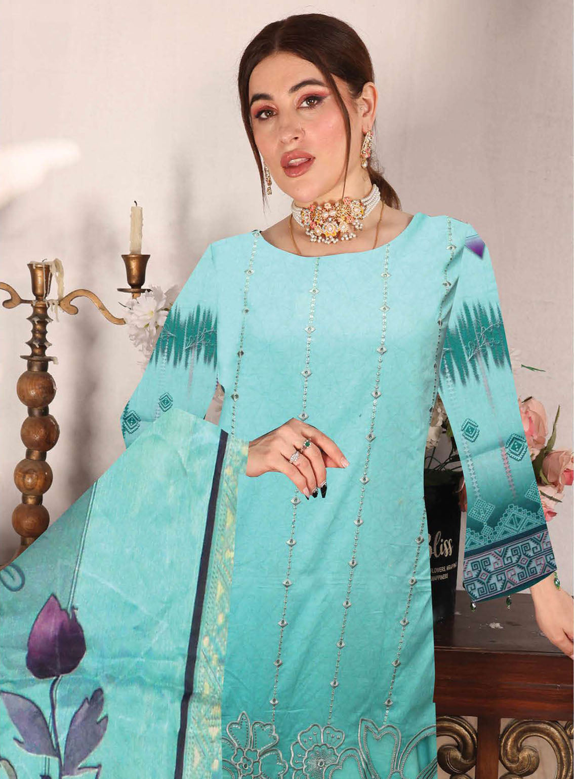 Shahkar By Schick Exclusive Embroidered Lawn 3 Piece Unstitched Suit SDH24SE D-03 Shahkar By Schick Exclusive Embroidered Lawn 3 Piece Unstitched Suit SDH24SE D-03