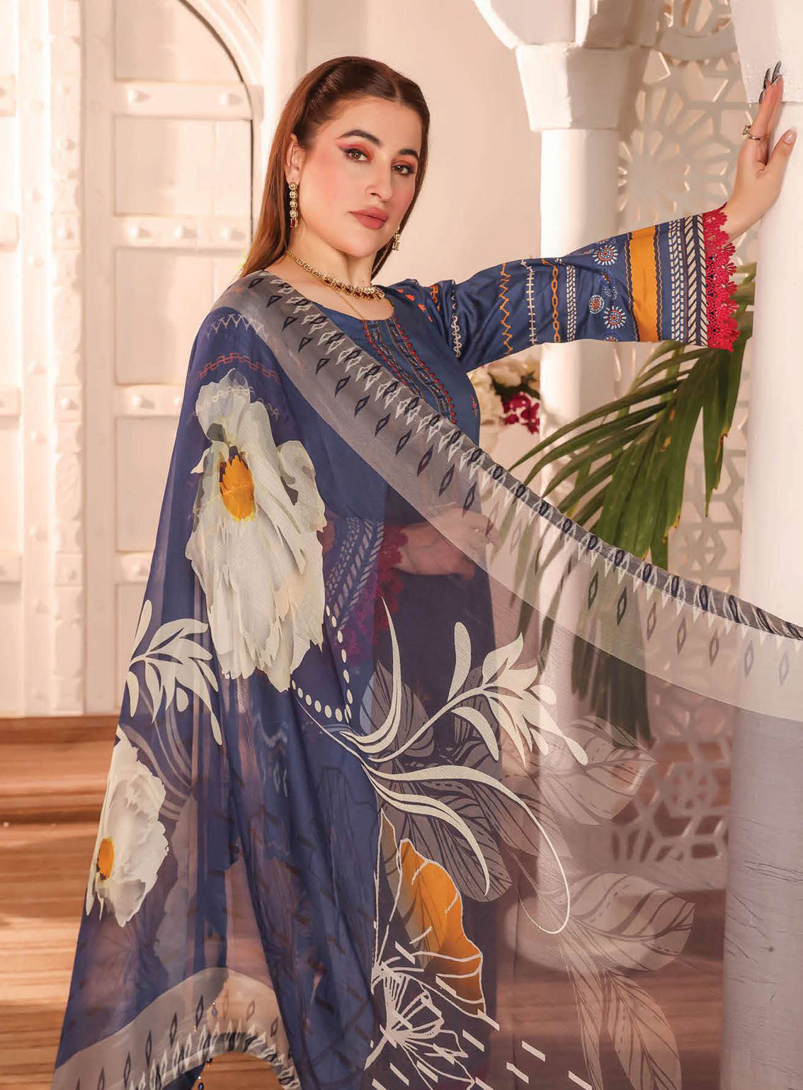 Shahkar By Schick Exclusive Embroidered Lawn 3 Piece Unstitched Suit SDH24SE D-07 Shahkar By Schick Exclusive Embroidered Lawn 3 Piece Unstitched Suit SDH24SE D-07