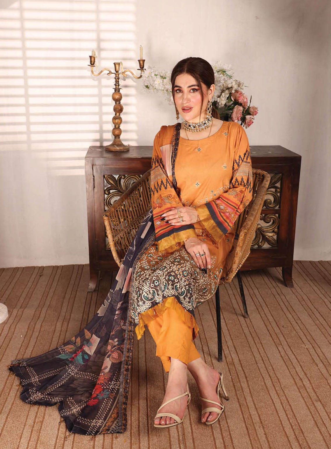 Shahkar By Schick Exclusive Embroidered Lawn 3 Piece Unstitched Suit SDH24SE D-08 Shahkar By Schick Exclusive Embroidered Lawn 3 Piece Unstitched Suit SDH24SE D-08