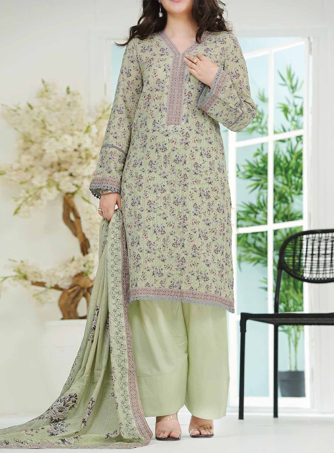 Shahkar By VS Textile Printed Lawn 3 Piece Unstitched Suit VS25SM D-107 Shahkar By VS Textile Printed Lawn 3 Piece Unstitched Suit VS25SM D-107