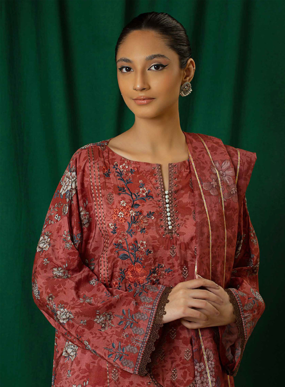 Shajar By Rashid Textile Embroidered Staple Nylon 3 Piece Unstitched Suit RT24S SN-8323 Shajar By Rashid Textile Embroidered Staple Nylon 3 Piece Unstitched Suit RT24S SN-8323