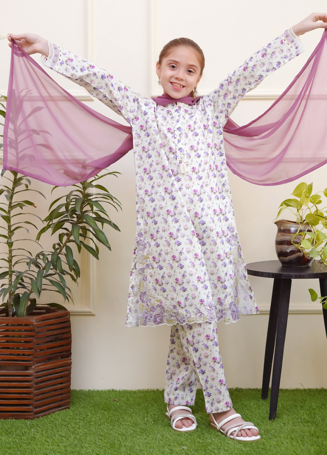 Shanzey Embroidered Lawn 3 Piece Girls Stitched Suit S24SCW SHK-3705 Shanzey Embroidered Lawn 3 Piece Girls Stitched Suit S24SCW SHK-3705