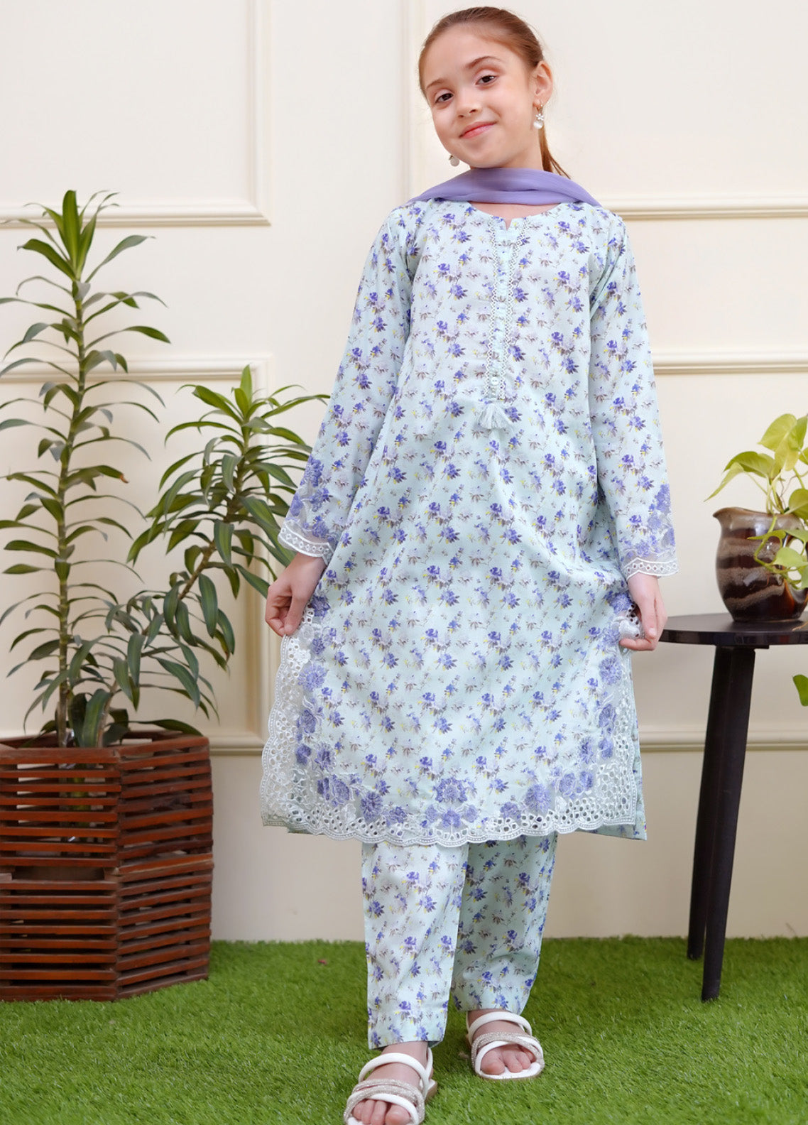 Shanzey Embroidered Lawn 3 Piece Girls Stitched Suit S24SCW SHK-3706 Shanzey Embroidered Lawn 3 Piece Girls Stitched Suit S24SCW SHK-3706