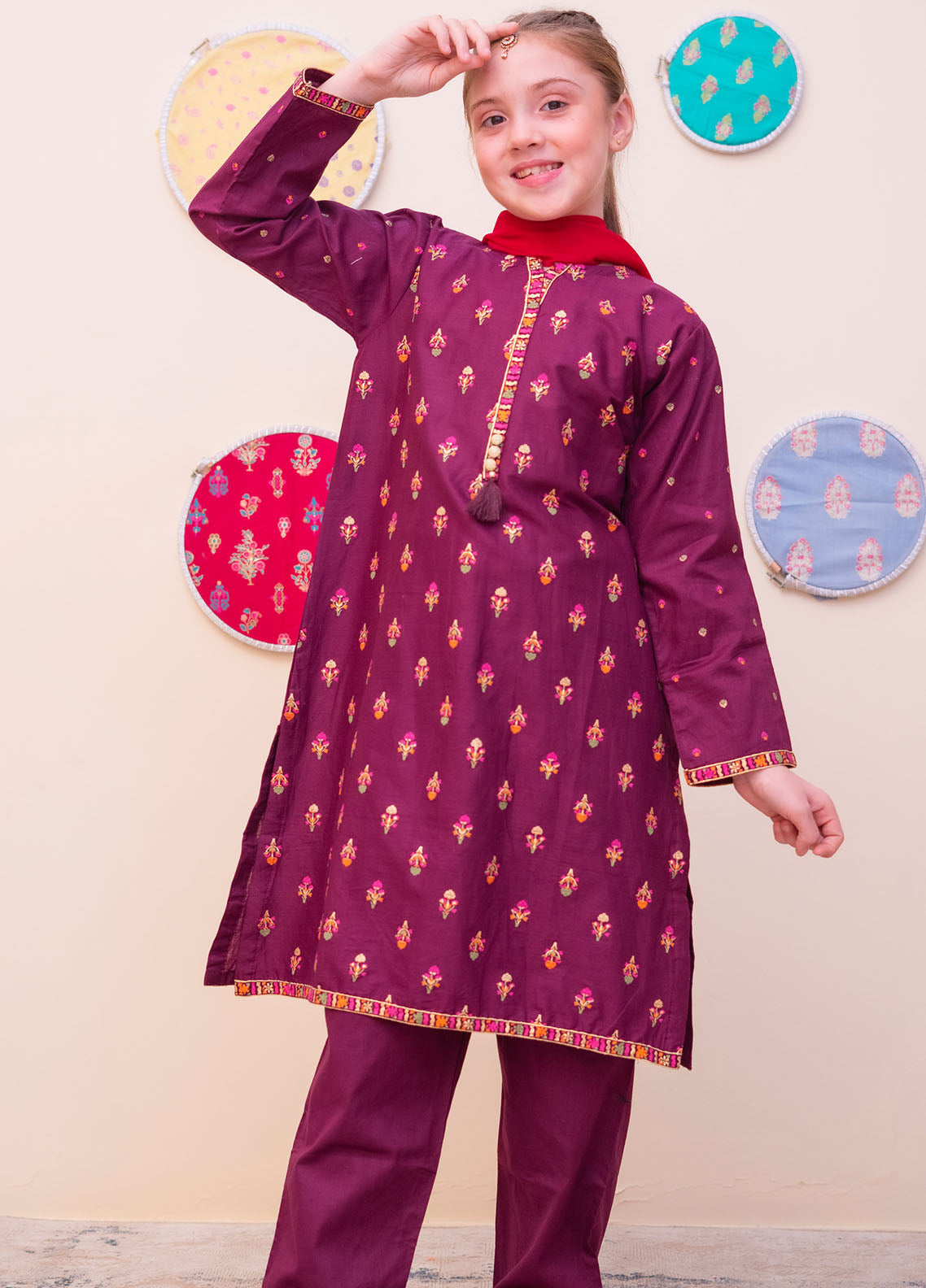 Shanzey Printed Cotton Cambric Stitched 3 Piece Suit For Girls S25GPC SHK-4902 Shanzey Printed Cotton Cambric Stitched 3 Piece Suit For Girls S25GPC SHK-4902