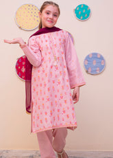 Shanzey Printed Cotton Cambric Stitched 3 Piece Suit For Girls S25GPC SHK-4904