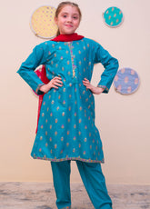 Shanzey Printed Cotton Cambric Stitched 3 Piece Suit For Girls S25GPC SHK-4905