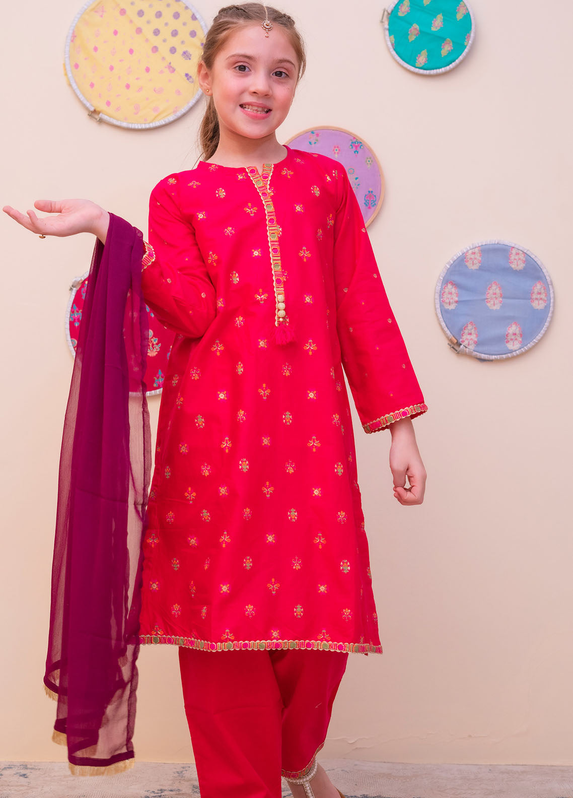 Shanzey Printed Cotton Cambric Stitched 3 Piece Suit For Girls S25GPC SHK-4906 Shanzey Printed Cotton Cambric Stitched 3 Piece Suit For Girls S25GPC SHK-4906