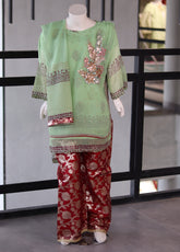 She Club Girls Fancy Chiffon 3 Piece Stitched Suit SC24KF D-07