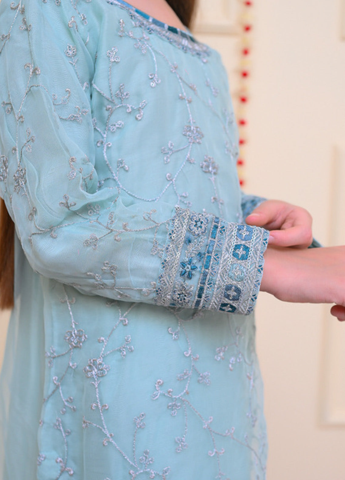 Shehnai By Shanzey Embroidered Organza 3 Piece Girls Stitched Suit S24SF SHK-3203 Shehnai By Shanzey Embroidered Organza 3 Piece Girls Stitched Suit S24SF SHK-3203