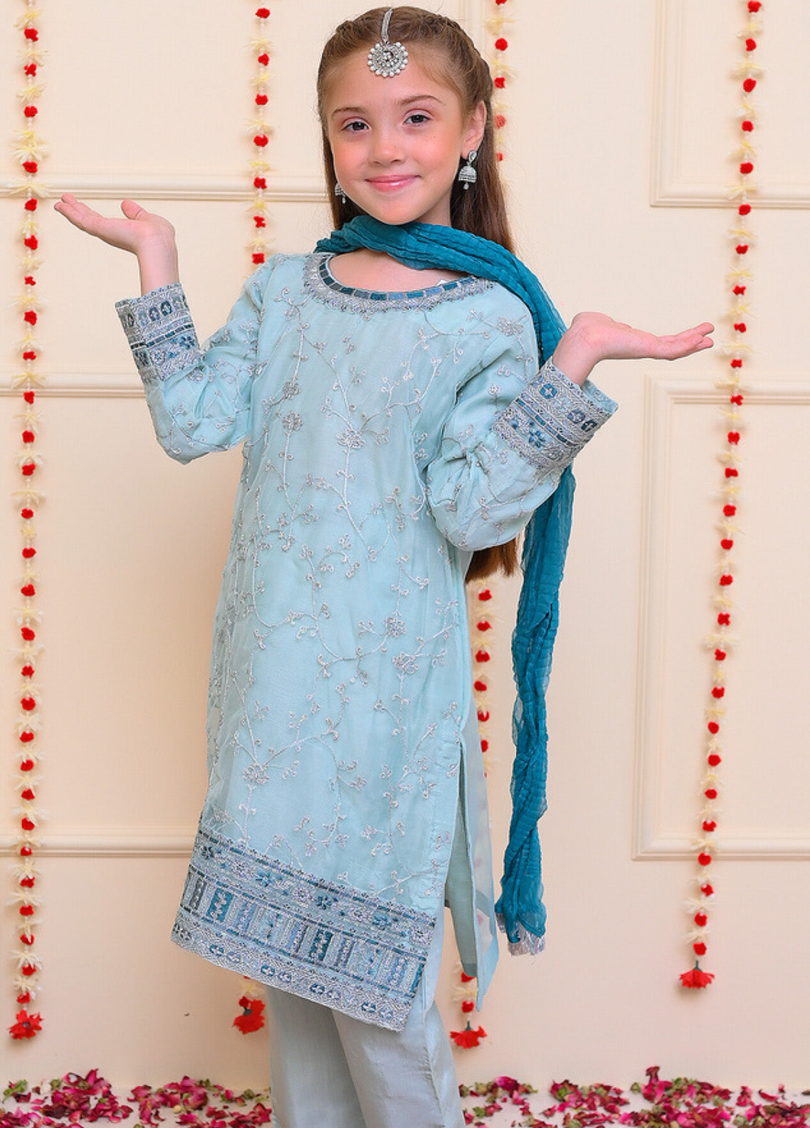 Shehnai By Shanzey Embroidered Organza 3 Piece Girls Stitched Suit S24SF SHK-3203 Shehnai By Shanzey Embroidered Organza 3 Piece Girls Stitched Suit S24SF SHK-3203