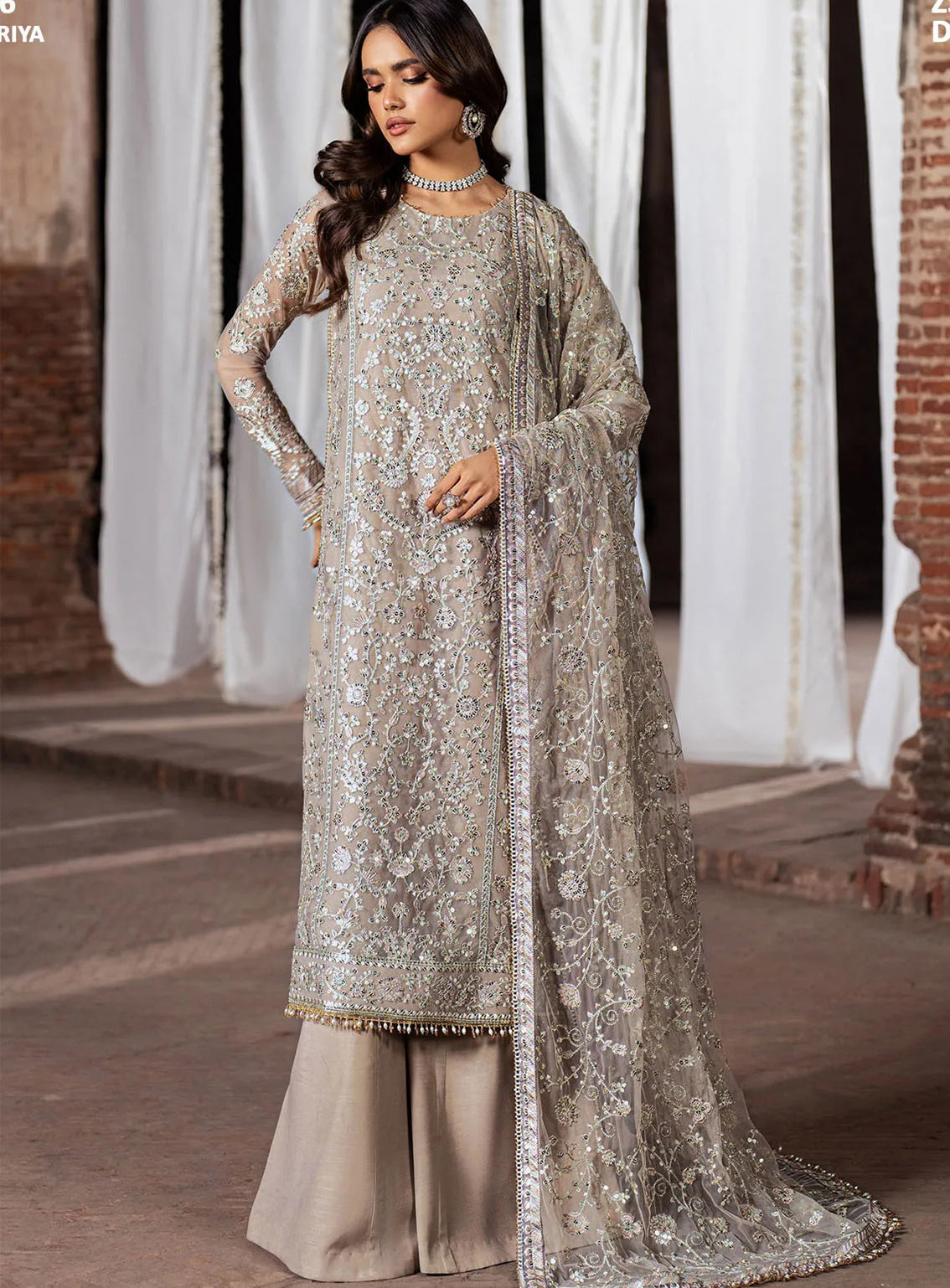 Shehnai By Zarif Embroidered Net 3 Piece Unstitched Suit AF24SLWE D-ZS-06 DOORIYA Shehnai By Zarif Embroidered Net 3 Piece Unstitched Suit AF24SLWE D-ZS-06 DOORIYA