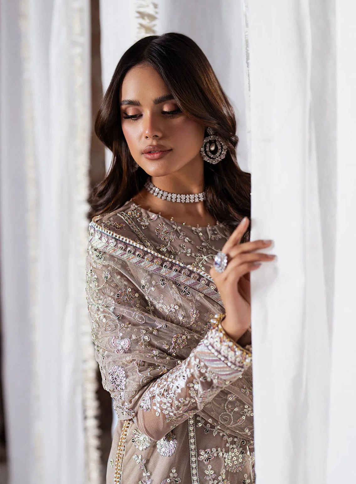 Shehnai By Zarif Embroidered Net 3 Piece Unstitched Suit AF24SLWE D-ZS-06 DOORIYA Shehnai By Zarif Embroidered Net 3 Piece Unstitched Suit AF24SLWE D-ZS-06 DOORIYA