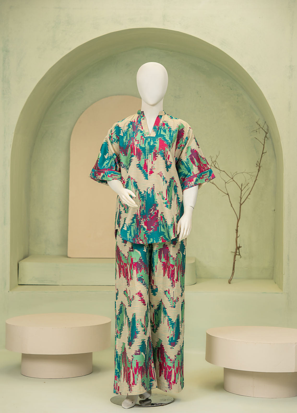 Signature By Riley Printed Viscose Jacquard 2 Piece Stitched Suit RLY25S D-IKAT Signature By Riley Printed Viscose Jacquard 2 Piece Stitched Suit RLY25S D-IKAT