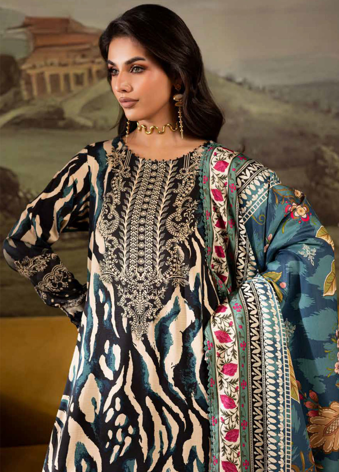 Signature Prints By Nureh Printed Doriya Linen 3 Piece Unstitched Suit NU25SPWS D-SP-171 Signature Prints By Nureh Printed Doriya Linen 3 Piece Unstitched Suit NU25SPWS D-SP-171