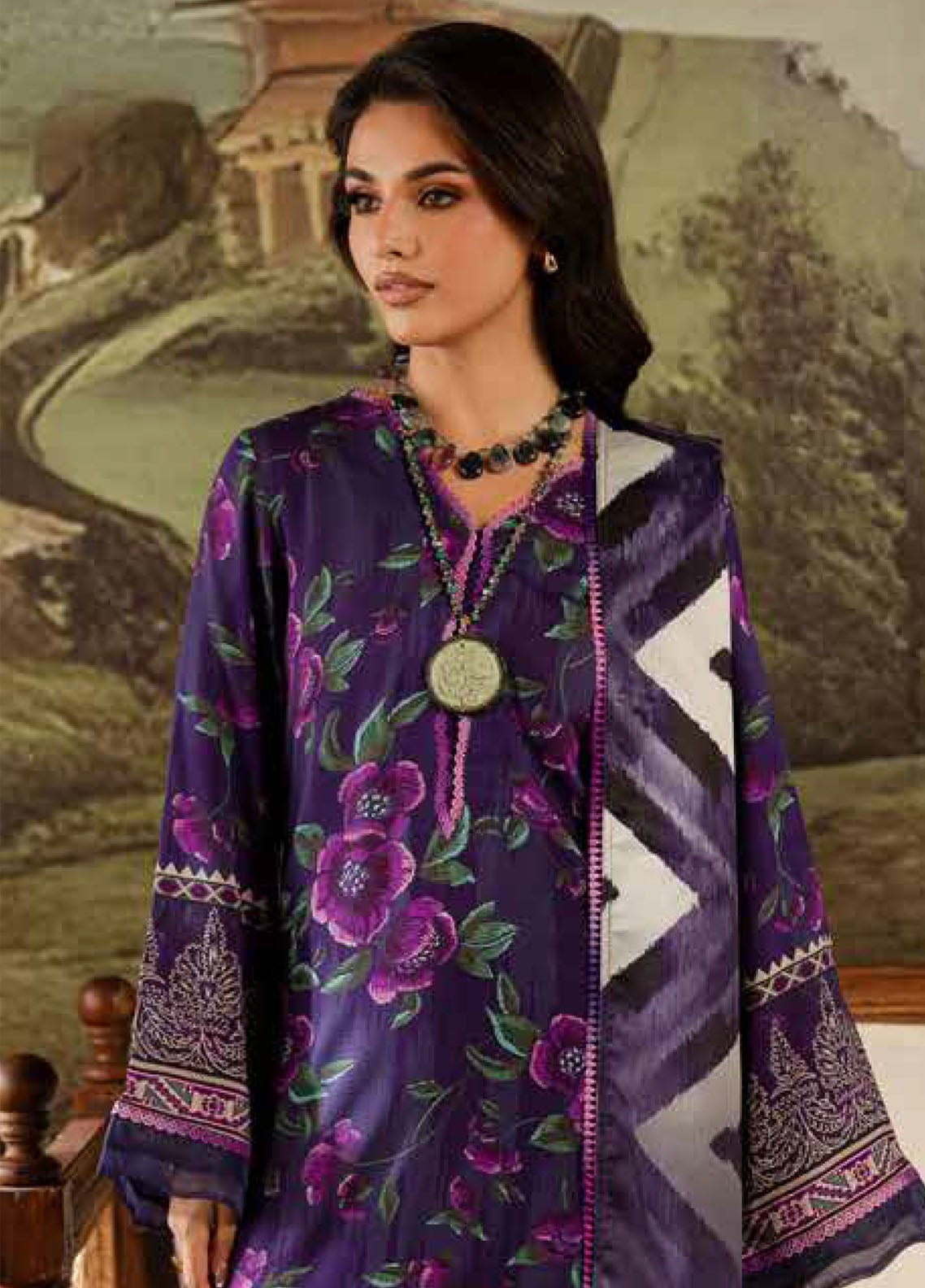 Signature Prints By Nureh Printed Doriya Linen 3 Piece Unstitched Suit NU25SPWS D-SP-173 Signature Prints By Nureh Printed Doriya Linen 3 Piece Unstitched Suit NU25SPWS D-SP-173