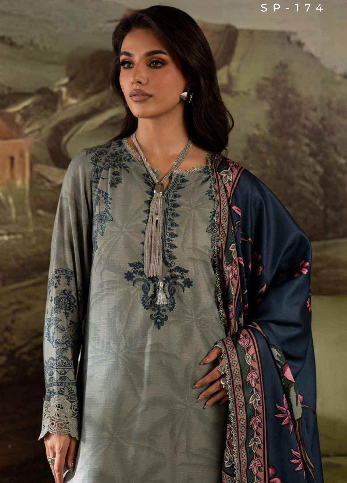 Signature Prints By Nureh Printed Doriya Linen 3 Piece Unstitched Suit NU25SPWS D-SP-174 Signature Prints By Nureh Printed Doriya Linen 3 Piece Unstitched Suit NU25SPWS D-SP-174