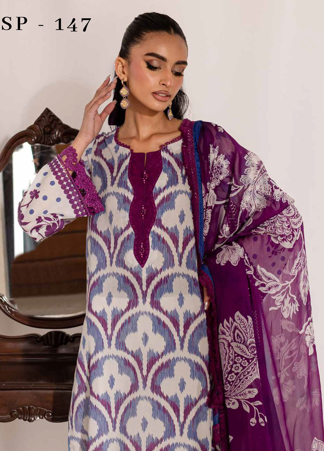 Signature Prints By Nureh Printed Lawn 3 Piece Unstitched Suit NU25SPPL SP-147 Signature Prints By Nureh Printed Lawn 3 Piece Unstitched Suit NU25SPPL SP-147