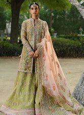 Singhar By Qalamkar Wedding Formals Embroidered Net 3 Piece Unstitched Suit QLM24SW RF-07 HALENA