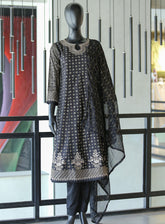 SNSC Embroidered Cotton Stitched 3 Piece Suit - SNSC24FE 110105 BK