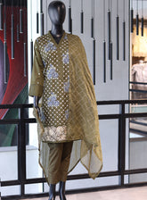 SNSC Embroidered Cotton Stitched 3 Piece Suit - SNSC24FE FR-227 MGRN