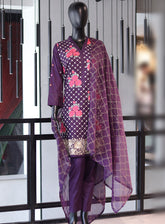SNSC Embroidered Cotton Stitched 3 Piece Suit - SNSC24FE FR-227 PRP