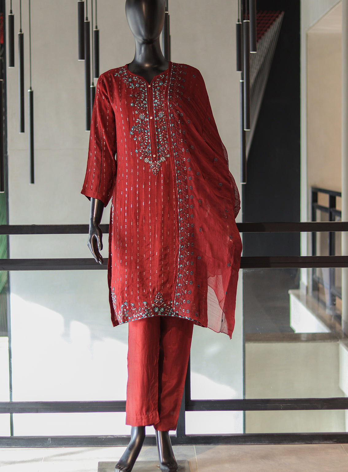 SNSC Embroidered Silk Stitched 3 Piece Suit - SNSC24FE D-110-8486 SNSC Embroidered Silk Stitched 3 Piece Suit - SNSC24FE D-110-8486