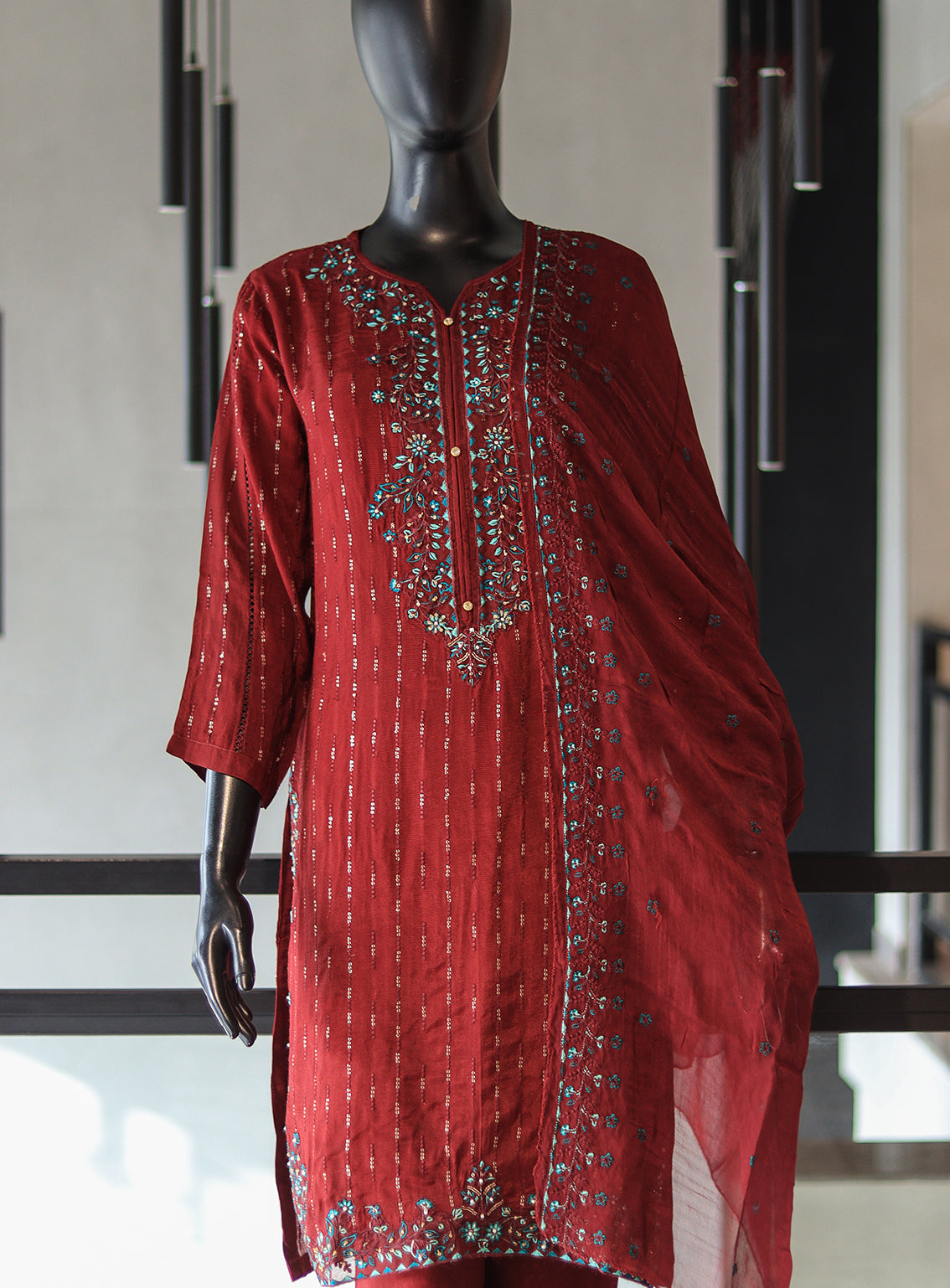 SNSC Embroidered Silk Stitched 3 Piece Suit - SNSC24FE D-110-8486 SNSC Embroidered Silk Stitched 3 Piece Suit - SNSC24FE D-110-8486