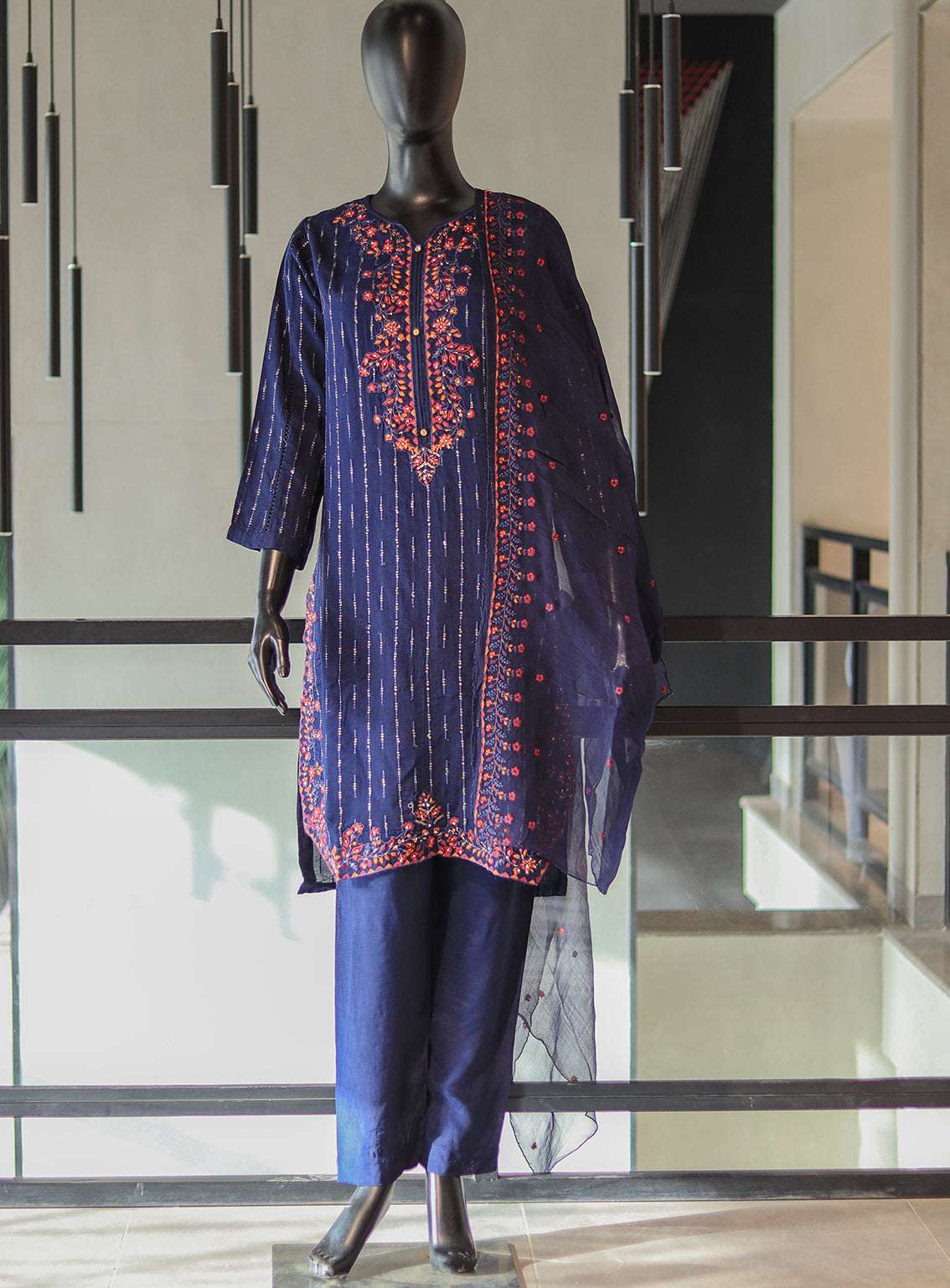 SNSC Embroidered Silk Stitched 3 Piece Suit - SNSC24FE D-110-8789 SNSC Embroidered Silk Stitched 3 Piece Suit - SNSC24FE D-110-8789