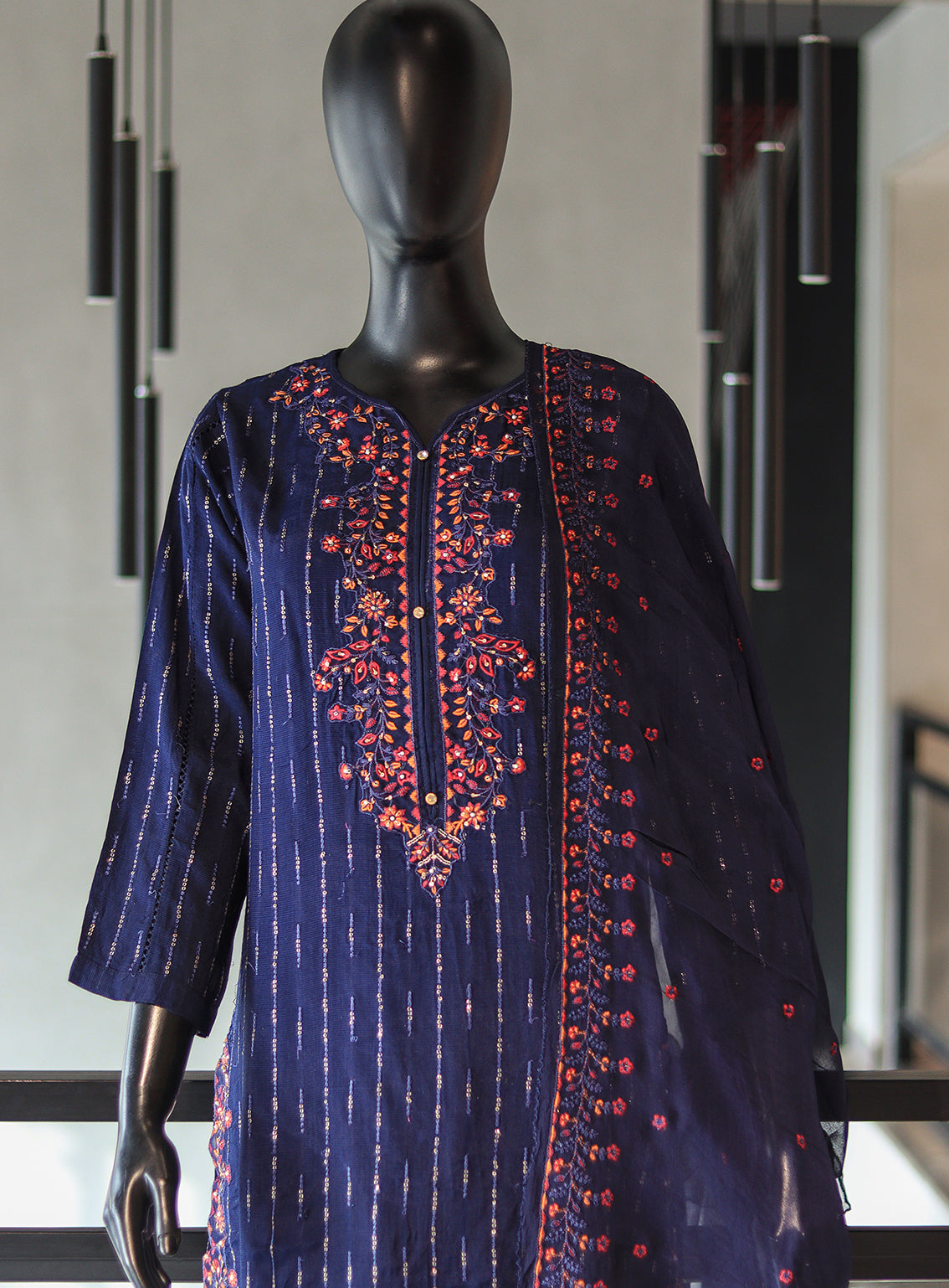 SNSC Embroidered Silk Stitched 3 Piece Suit - SNSC24FE D-110-8789 SNSC Embroidered Silk Stitched 3 Piece Suit - SNSC24FE D-110-8789