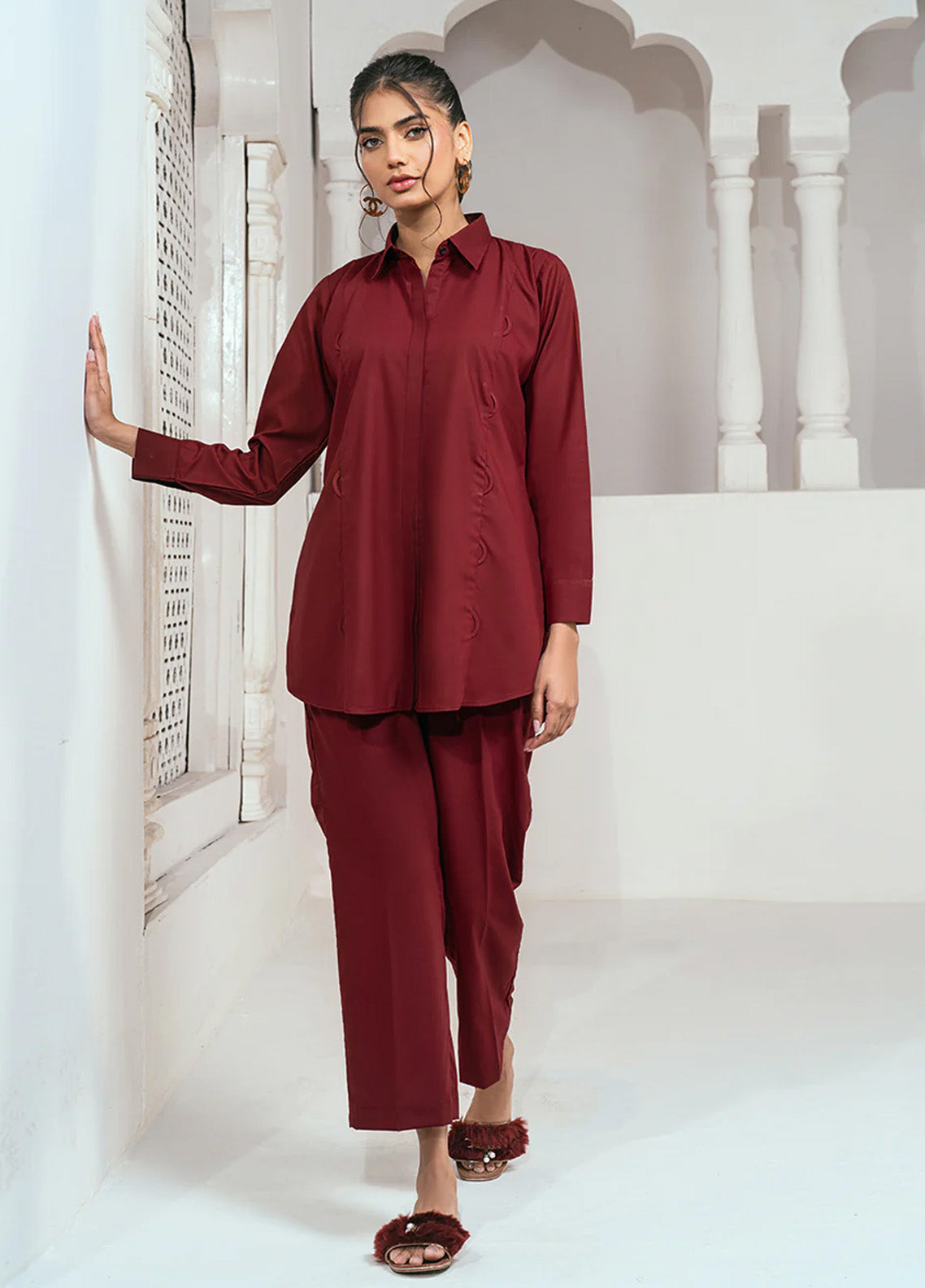 Solid Co-Ords By Rangeen Wash & Wear 2 Piece Stitched Suit RN25SCO D-CHERRYCRUSH Solid Co-Ords By Rangeen Wash & Wear 2 Piece Stitched Suit RN25SCO D-CHERRYCRUSH