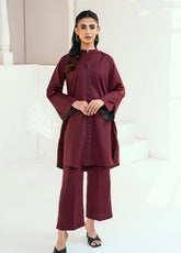 Solid Co-Ords By Rangeen Wash & Wear 2 Piece Stitched Suit RN25SCO D-RASPBERRY