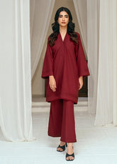 Solid Co-Ords By Rangeen Wash & Wear 2 Piece Stitched Suit RN25SCO D-SCARLET
