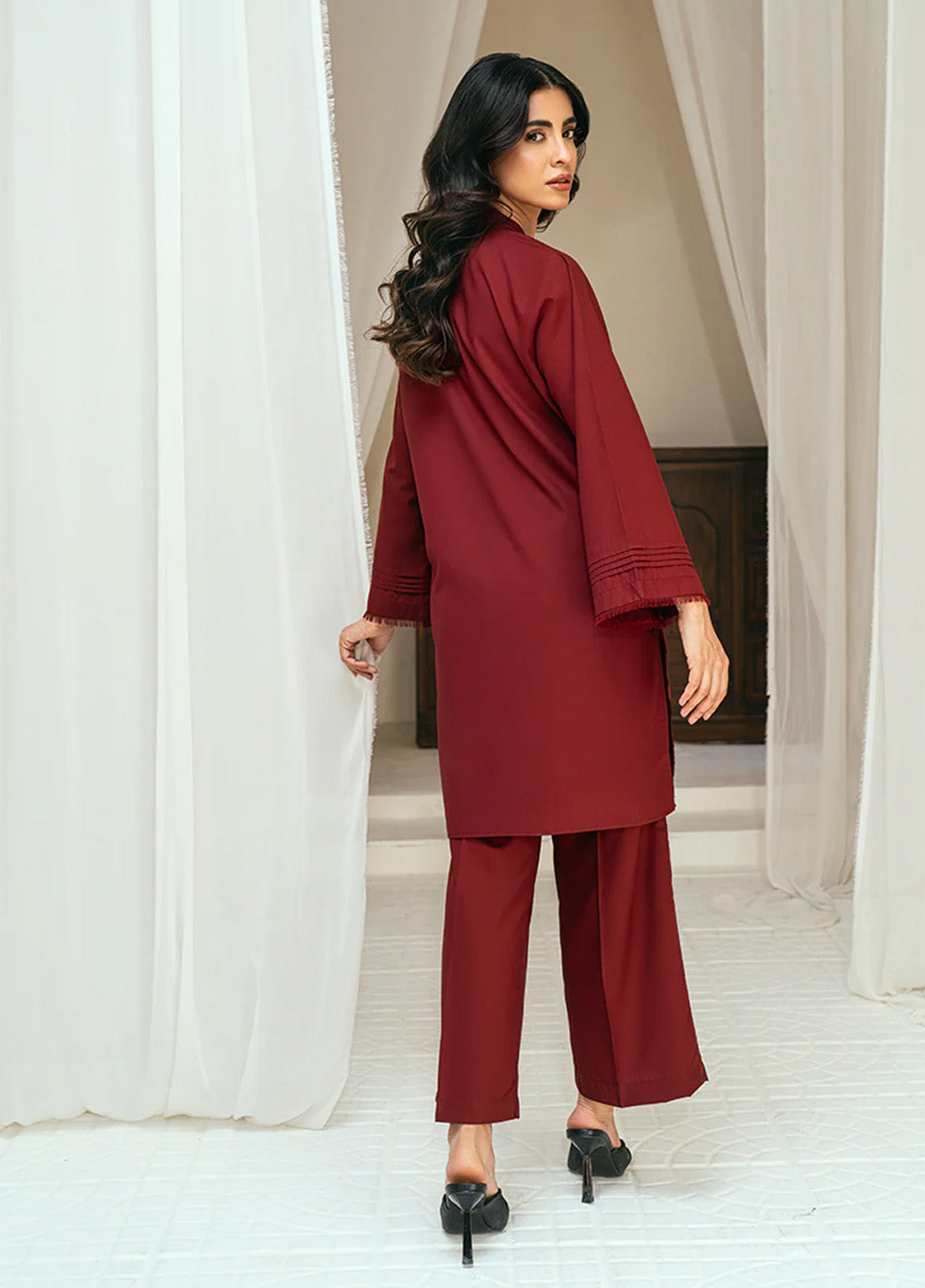 Solid Co-Ords By Rangeen Wash & Wear 2 Piece Stitched Suit RN25SCO D-SCARLET Solid Co-Ords By Rangeen Wash & Wear 2 Piece Stitched Suit RN25SCO D-SCARLET