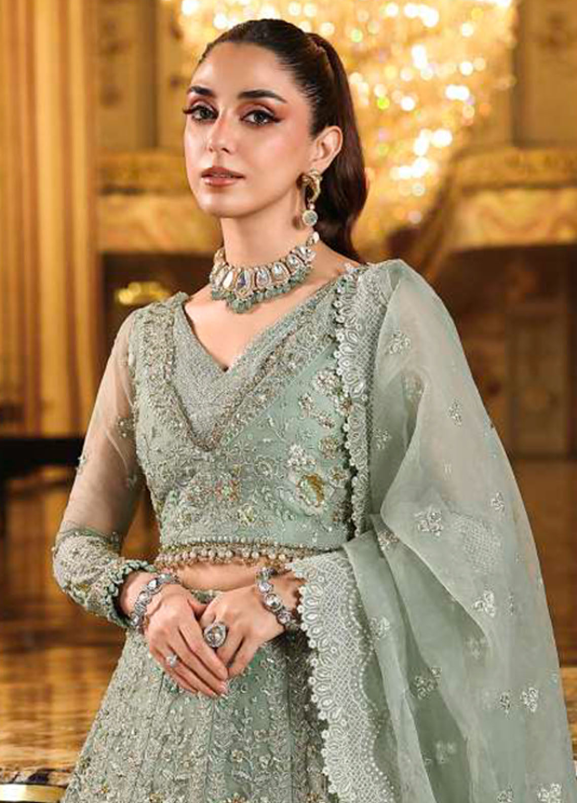 Stardom By Elaf Formal Embroidered Handwork Organza 3 Piece Unstitched Suit EF25S D-ESH-03 LIME LIGHT Stardom By Elaf Formal Embroidered Handwork Organza 3 Piece Unstitched Suit EF25S D-ESH-03 LIME LIGHT