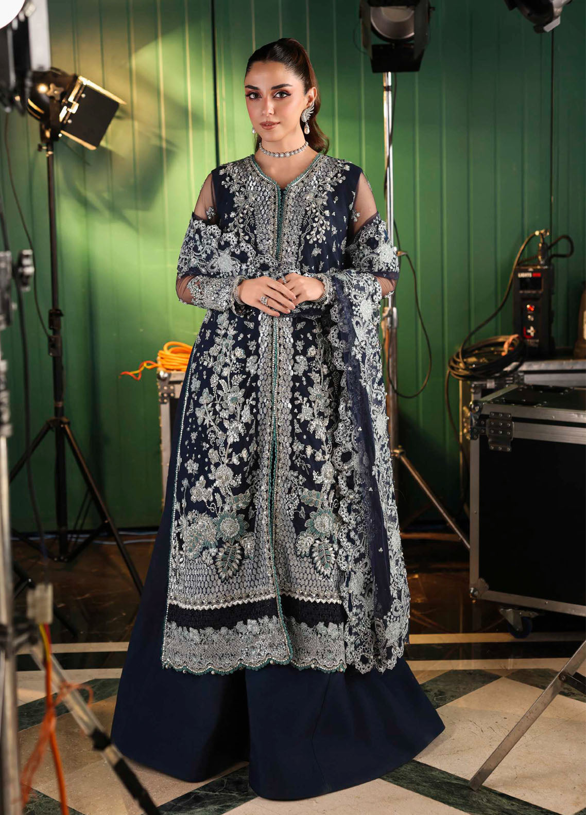 Stardom By Elaf Formal Embroidered Handwork Poly Net 3 Piece Unstitched Suit EF25S D-ESH-06 SKYFALL Stardom By Elaf Formal Embroidered Handwork Poly Net 3 Piece Unstitched Suit EF25S D-ESH-06 SKYFALL