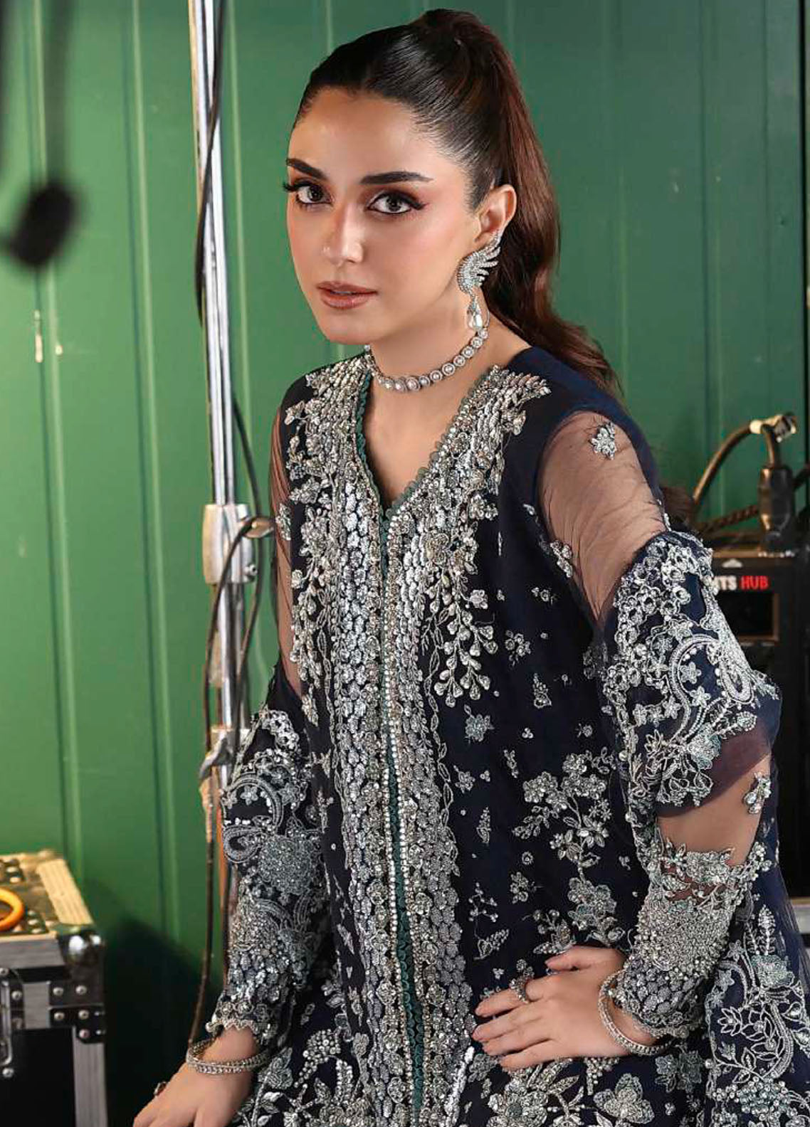 Stardom By Elaf Formal Embroidered Handwork Poly Net 3 Piece Unstitched Suit EF25S D-ESH-06 SKYFALL Stardom By Elaf Formal Embroidered Handwork Poly Net 3 Piece Unstitched Suit EF25S D-ESH-06 SKYFALL