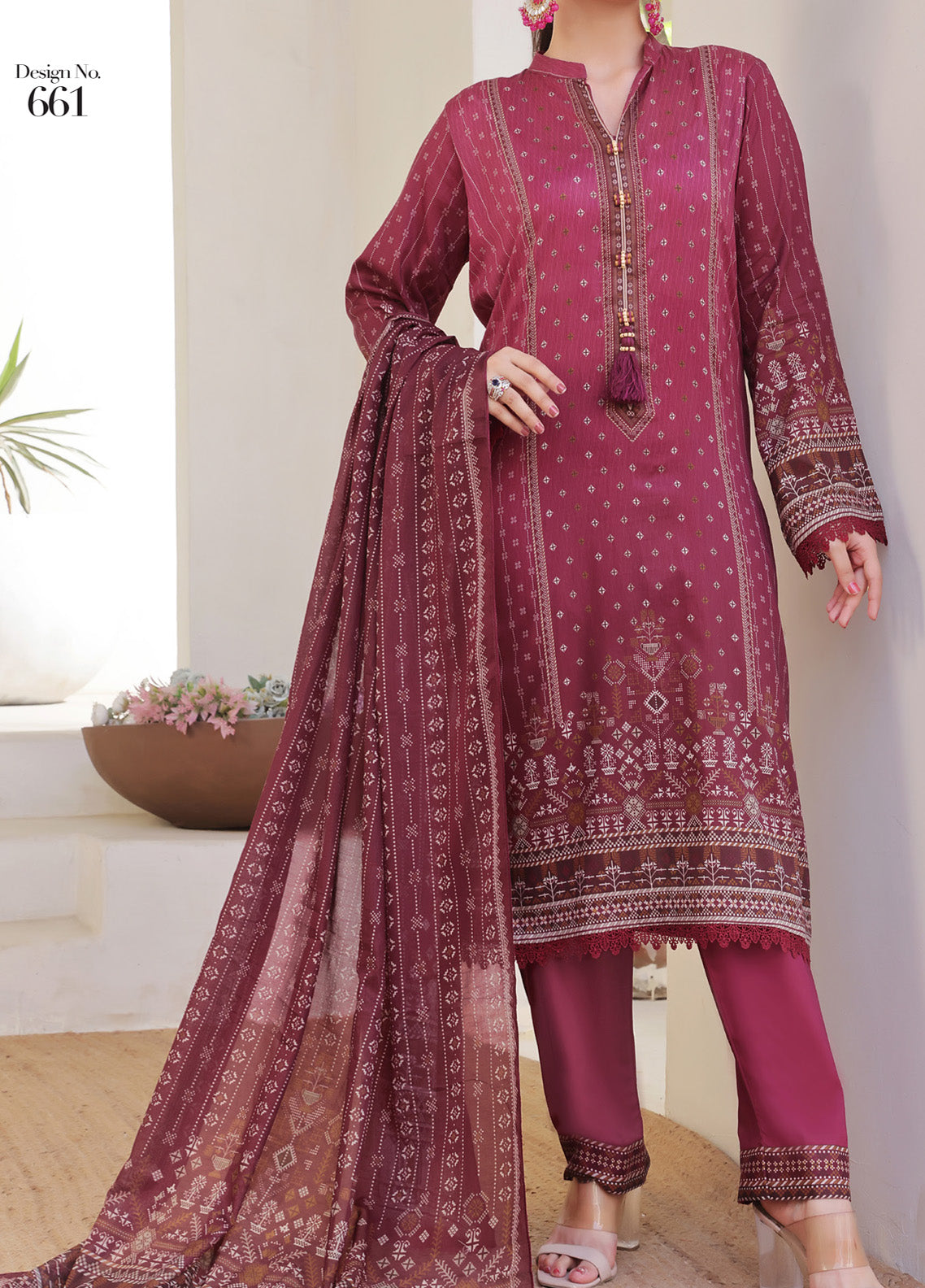Sufina's By VS Textile Printed Lawn 3 Piece Unstitched Suit VS25PLV2 D-661 Sufina's By VS Textile Printed Lawn 3 Piece Unstitched Suit VS25PLV2 D-661
