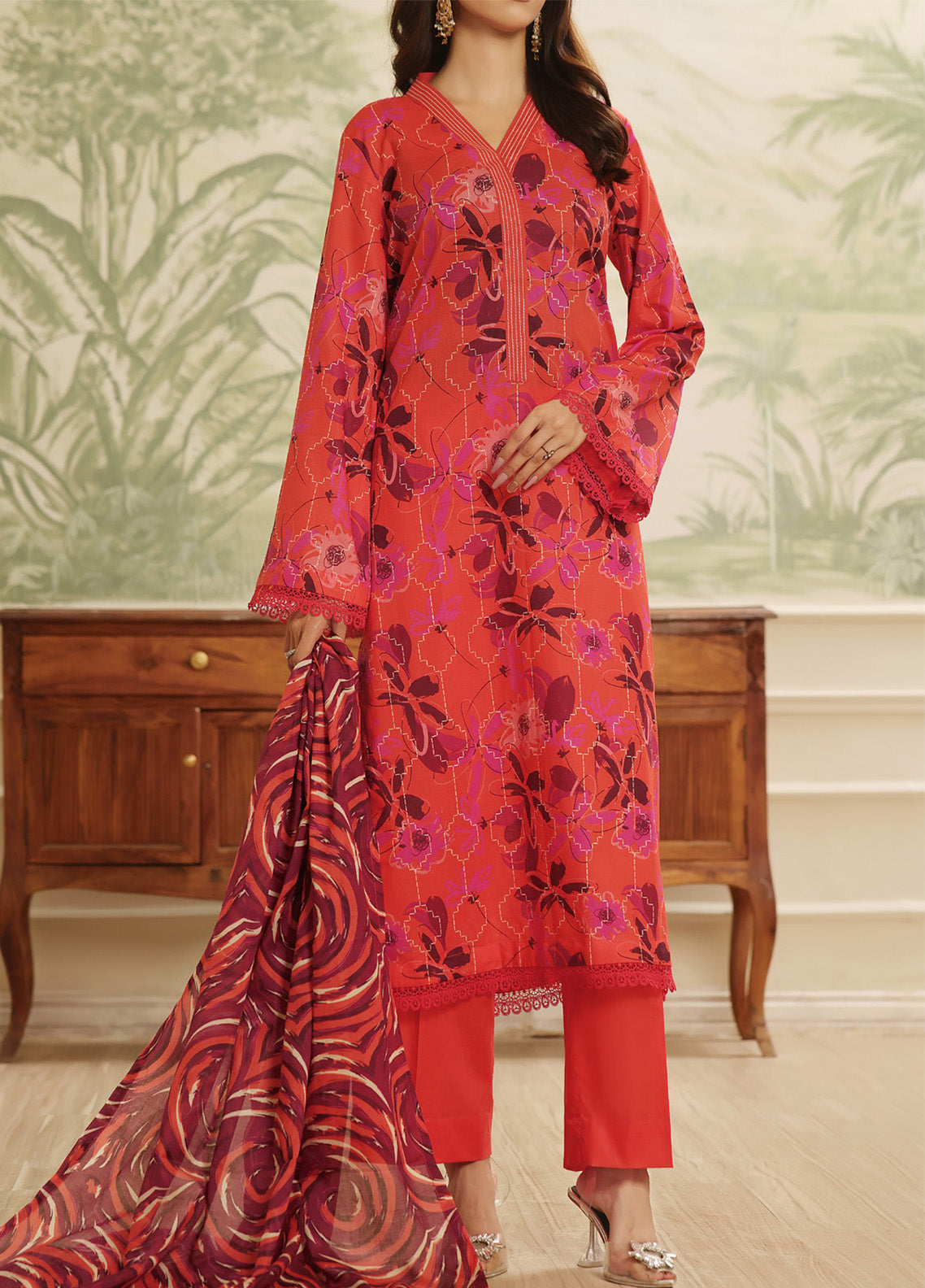 Sufina's By VS Textile Printed Lawn 3 Piece Unstitched Suit VS25SPL D-442 Sufina's By VS Textile Printed Lawn 3 Piece Unstitched Suit VS25SPL D-442