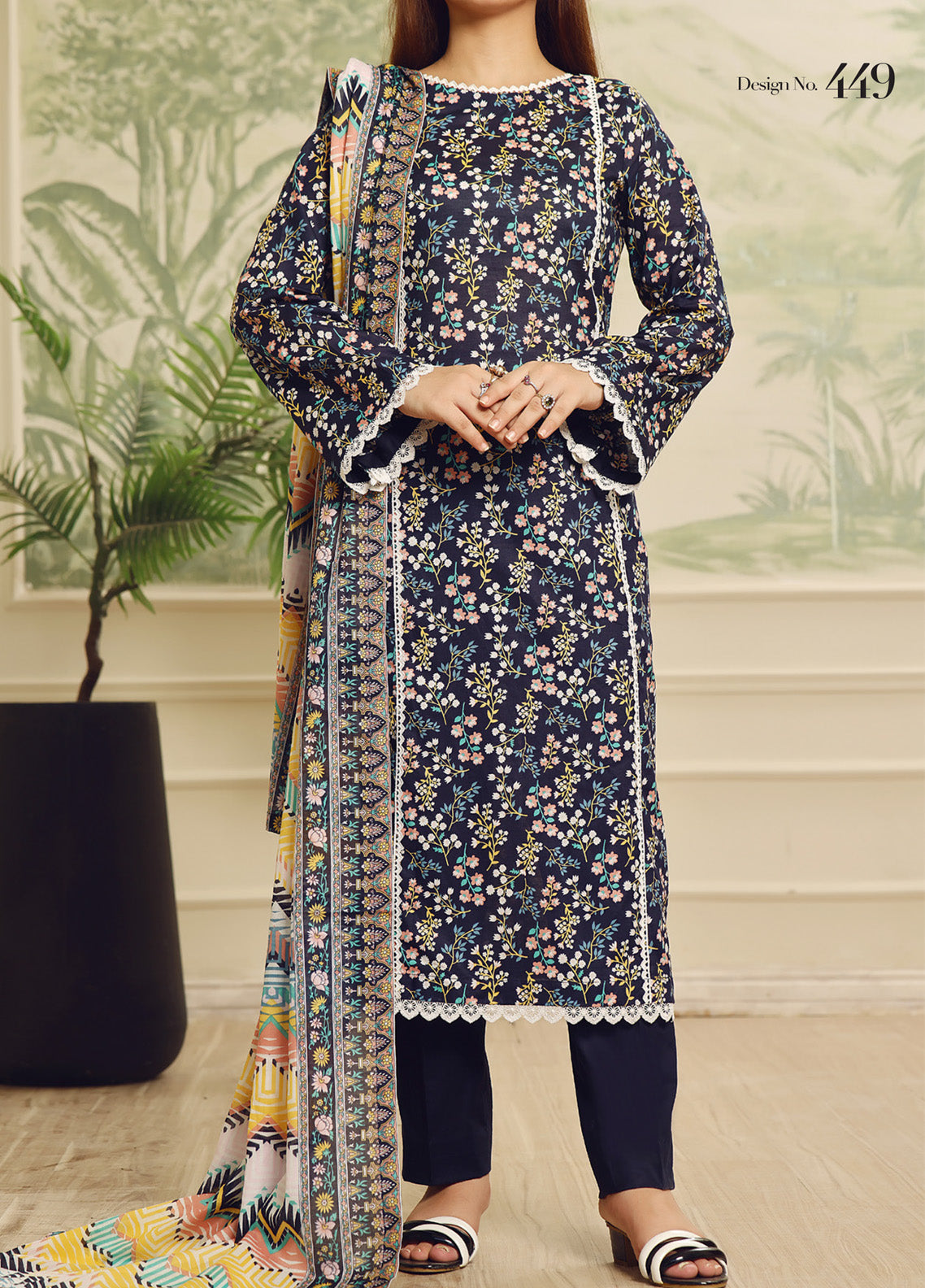 Sufina's By VS Textile Printed Lawn 3 Piece Unstitched Suit VS25SPL D-449 Sufina's By VS Textile Printed Lawn 3 Piece Unstitched Suit VS25SPL D-449