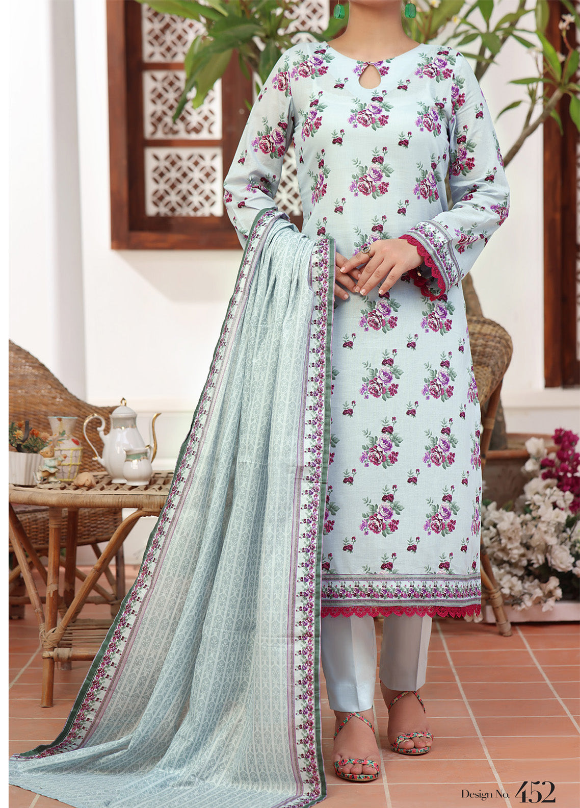 Sufina's By VS Textile Printed Lawn 3 Piece Unstitched Suit VS25SPL D-452 Sufina's By VS Textile Printed Lawn 3 Piece Unstitched Suit VS25SPL D-452