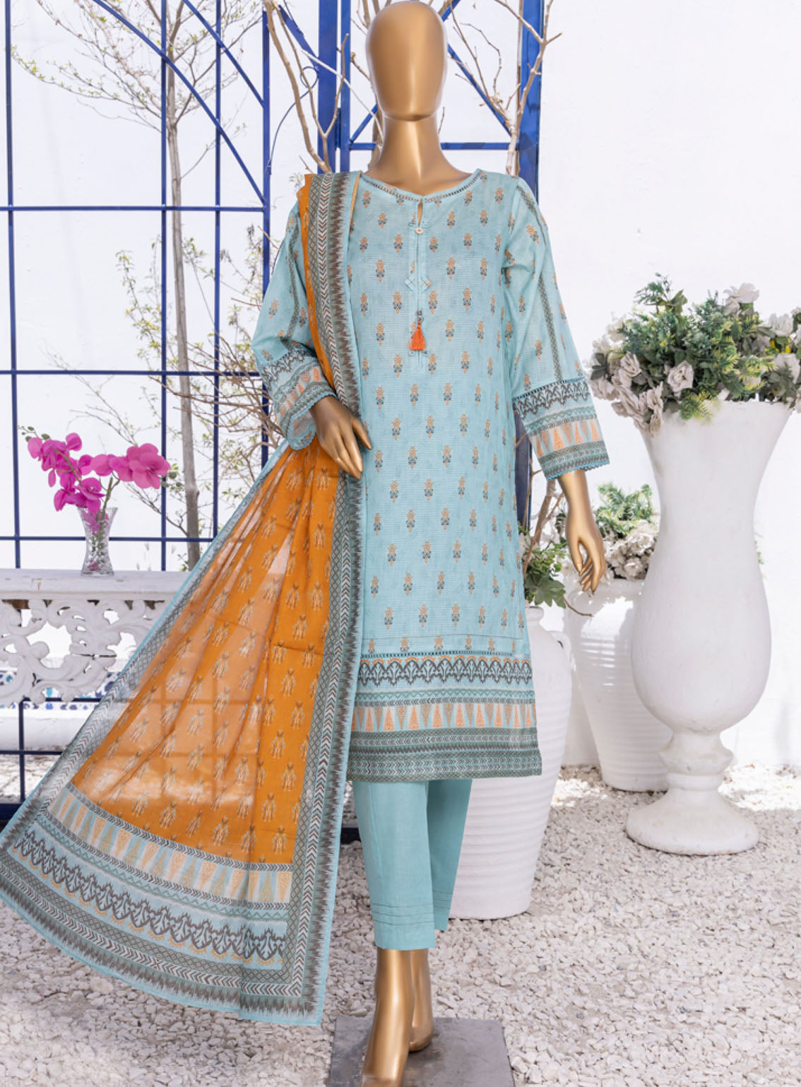 Summer Bloom By HZ Textile Digital Printed Lawn 3 Piece Stitched Suit - HZ24SB PNL-403 Summer Bloom By HZ Textile Digital Printed Lawn 3 Piece Stitched Suit - HZ24SB PNL-403
