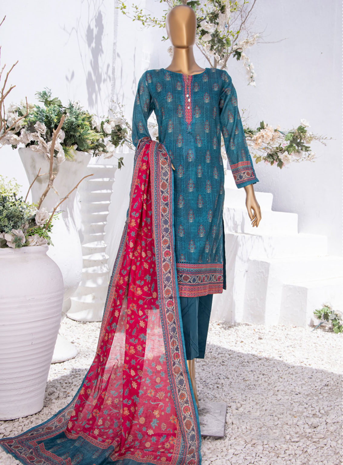 Summer Bloom By HZ Textile Digital Printed Lawn 3 Piece Stitched Suit - HZ24SB PNL-405 Summer Bloom By HZ Textile Digital Printed Lawn 3 Piece Stitched Suit - HZ24SB PNL-405