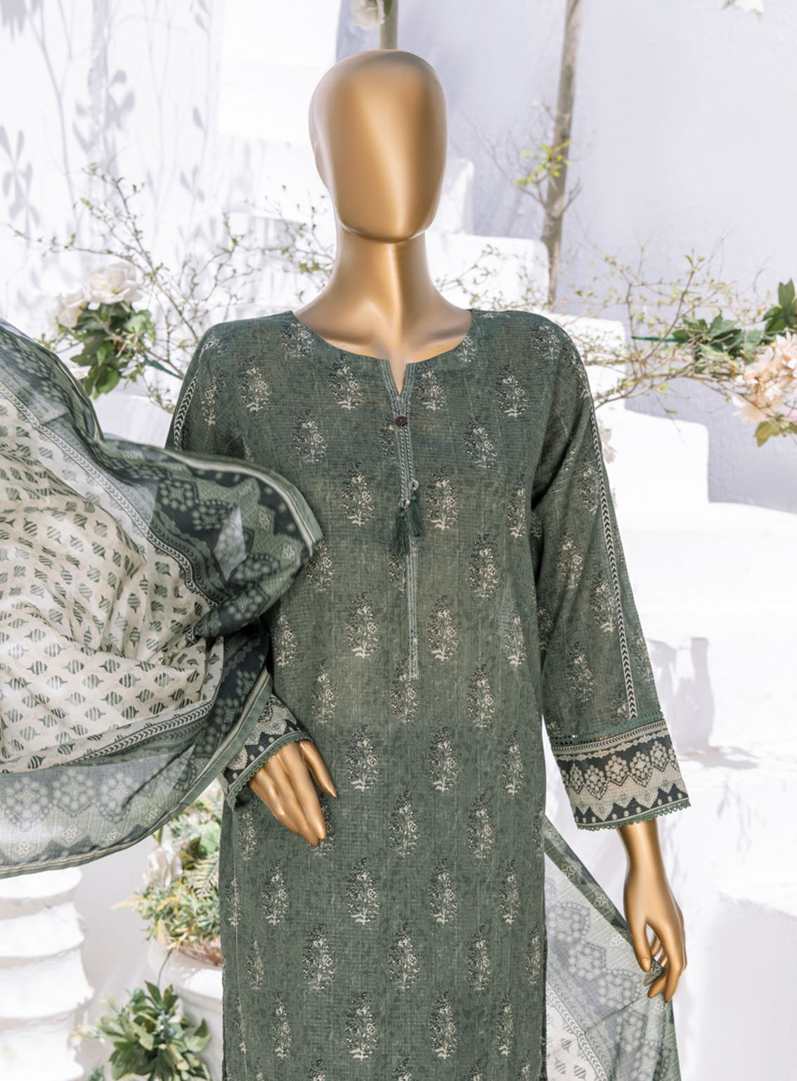 Summer Bloom By HZ Textile Digital Printed Lawn 3 Piece Stitched Suit - HZ24SB PNL-406 Summer Bloom By HZ Textile Digital Printed Lawn 3 Piece Stitched Suit - HZ24SB PNL-406