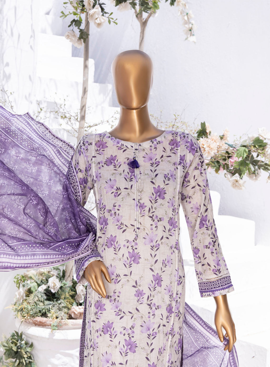 Summer Bloom By HZ Textile Digital Printed Lawn 3 Piece Stitched Suit - HZ24SB PNL-407 Summer Bloom By HZ Textile Digital Printed Lawn 3 Piece Stitched Suit - HZ24SB PNL-407
