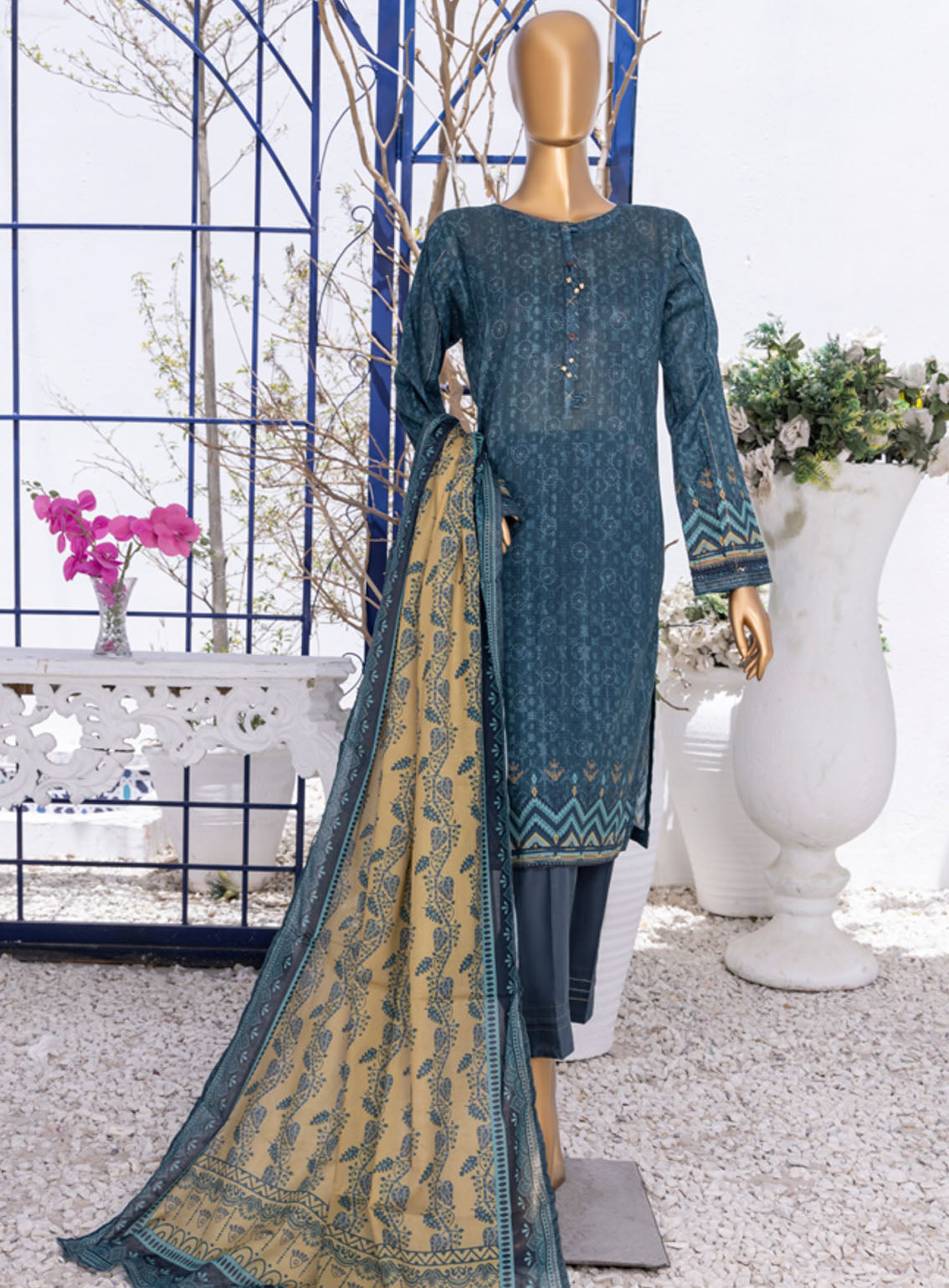 Summer Bloom By HZ Textile Digital Printed Lawn 3 Piece Stitched Suit - HZ24SB PNL-409 Summer Bloom By HZ Textile Digital Printed Lawn 3 Piece Stitched Suit - HZ24SB PNL-409