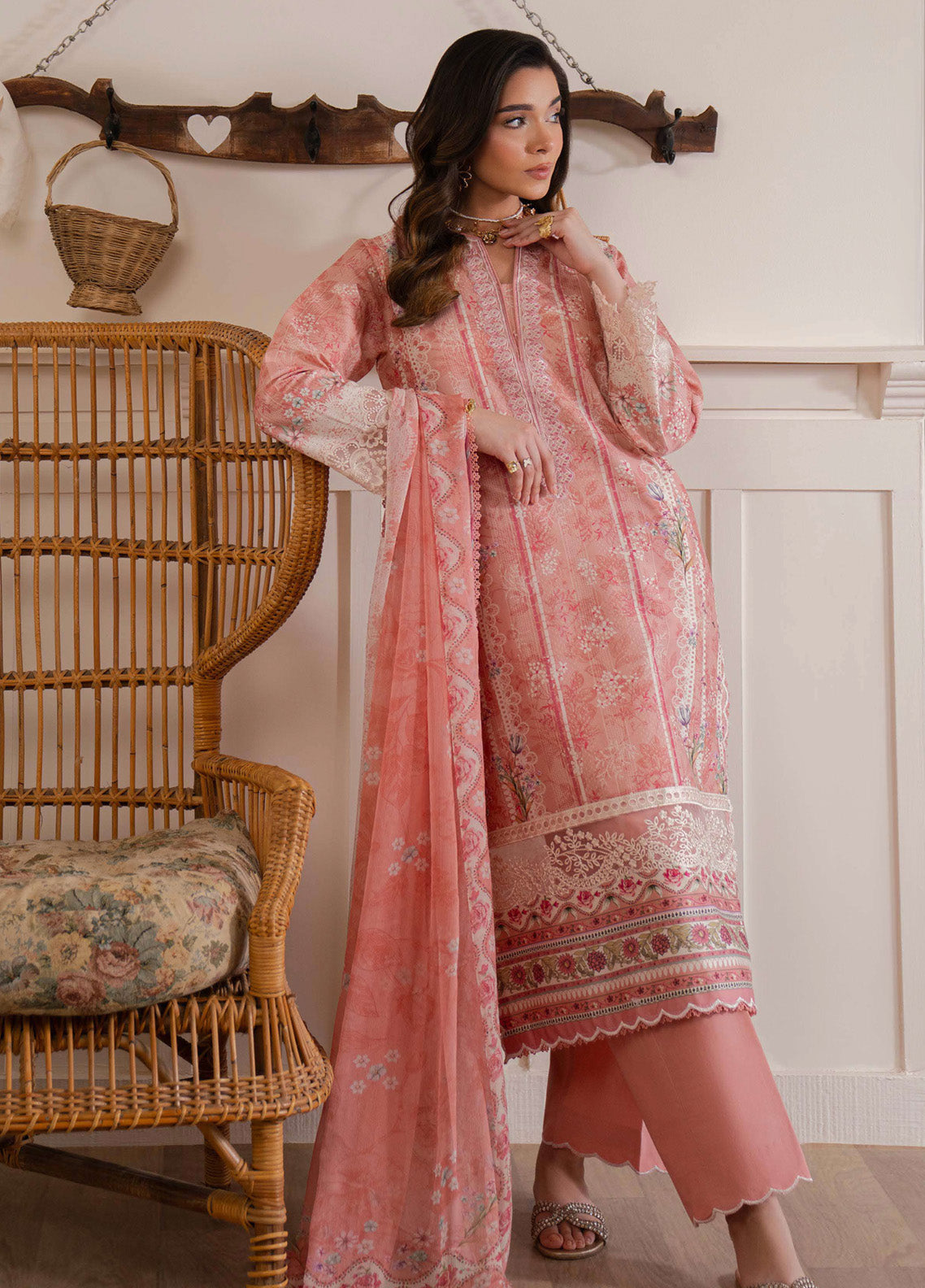 Summer Line-II By Neeshay Embroidered Lawn 3 Piece Unstitched Suit NE25SLV2 D-PEACH FLAME Summer Line-II By Neeshay Embroidered Lawn 3 Piece Unstitched Suit NE25SLV2 D-PEACH FLAME