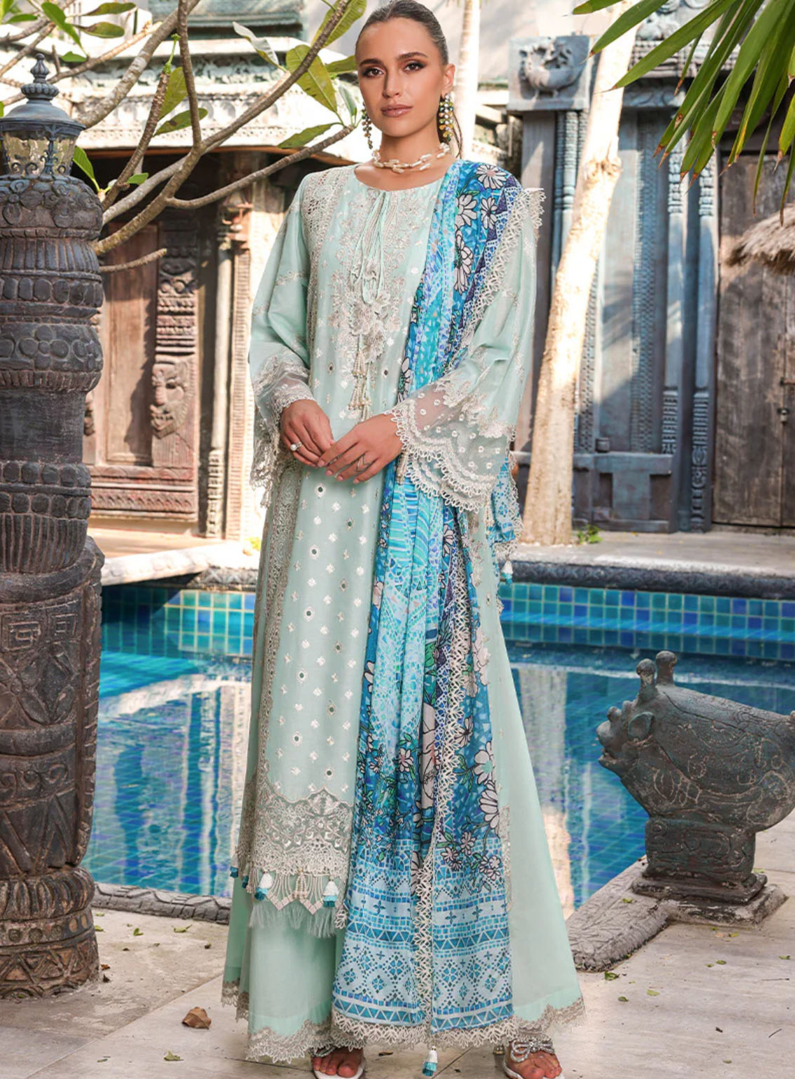 Tabeer Luxury Embroidered Lawn 3 Piece Unstitched Suit TBR24L D-02 Tabeer Luxury Embroidered Lawn 3 Piece Unstitched Suit TBR24L D-02