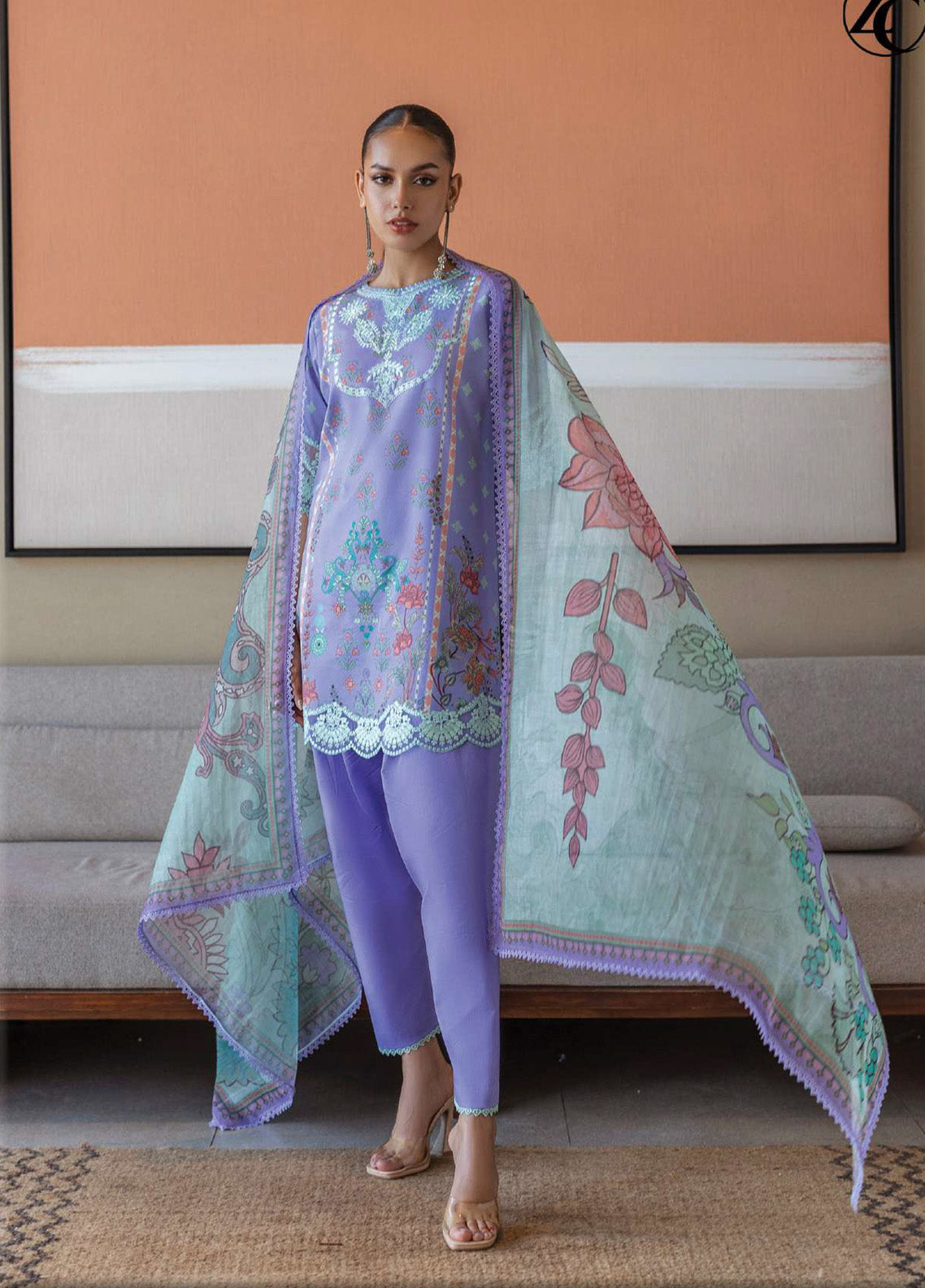 Tahra By Zainab Chottani Embroidered Lawn 3 Piece Unstitched Suit ZC25TL D-15 LINA Tahra By Zainab Chottani Embroidered Lawn 3 Piece Unstitched Suit ZC25TL D-15 LINA