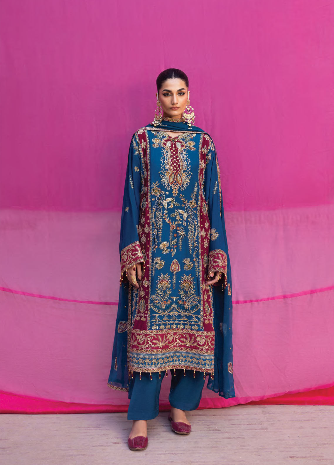 The Empress By Emaan Adeel Embroidered Chiffon 3 Piece Unstitched Suit EA25TEFW D-VELANIS The Empress By Emaan Adeel Embroidered Chiffon 3 Piece Unstitched Suit EA25TEFW D-VELANIS