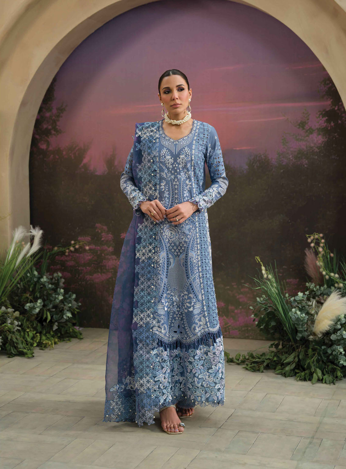 The Painted Garden By Afrozeh Embroidered Lawn 3 Piece Unstitched Suit AF24PG D-07 INDIGO INK The Painted Garden By Afrozeh Embroidered Lawn 3 Piece Unstitched Suit AF24PG D-07 INDIGO INK